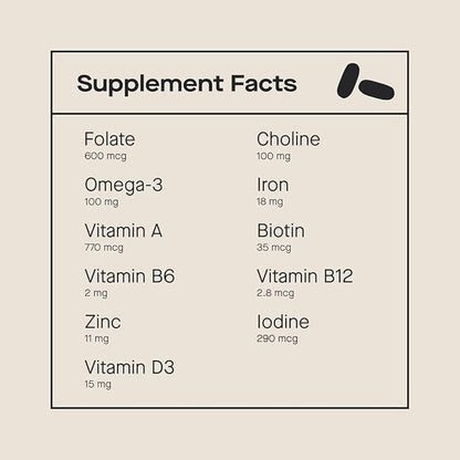Modern Fertility Prenatal Multivitamin | Developed with OB-GYNs, Contains 12 Essential Nutrients for Support Before, During, and After Pregnancy, FSA HSA Approved | 30-Day Supply (60 Capsules)