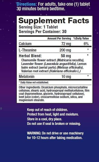 Melatonin Triple Action, with L-Theanine, Fall Asleep Faster, Wake Up Refreshed, 30 Tablets, 30 Servings