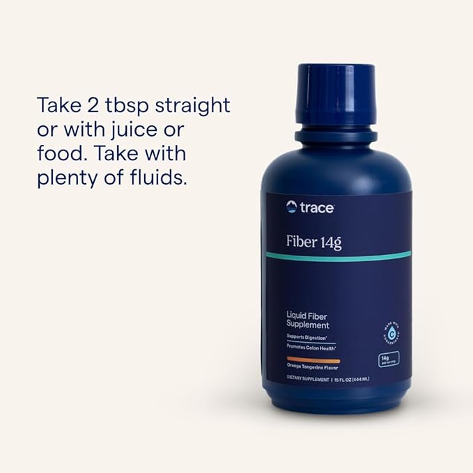 Trace Minerals Fast Absorbing Fiber 14 g - Fiber Supplement with Aloe Vera, Apple Juice & Boron - Healthy Digestion Support with Prebiotic Fiber - Orange Tangerine Flavor, 15 fl oz (15 Servings)