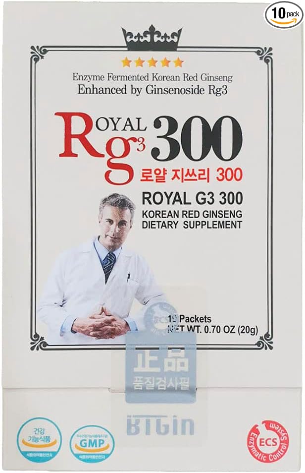 Premium RG3 300 Korean Red Ginseng Powder - Enhanced Ginsenosides (50mg Rg3/Sachet), Made in Korea, 10 Sachets