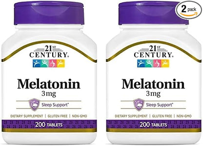 21st Century Melatonin 3 mg Tablets, 200 Count (Pack of 2)