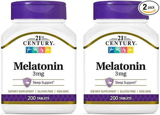 21st Century Melatonin 3 mg Tablets, 200 Count (Pack of 2)