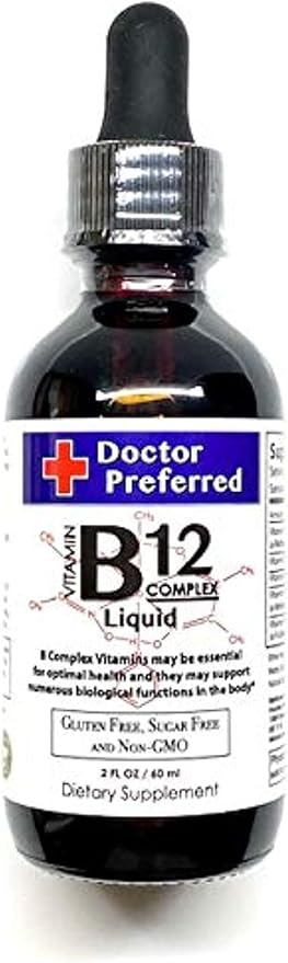 Vitamin B12 Complex Liquid Sublingual Drops Fast Absorption B2, B3, B5, B6 and B12. 2 fl oz - 60 Day Supply