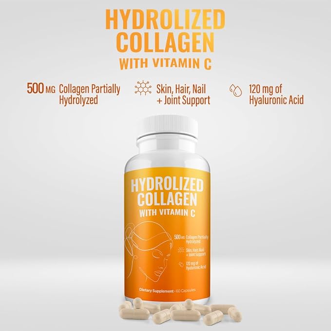 Hydrolyzed Collagen Powder Supplement | Promotes Hair, Nail, Skin, Bone, Joint Health, Gut Health | Hydrolyzed Grass Fed Collagen Peptides |Collagen for Women | 200gr (Capsules)