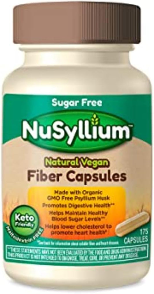 Psyllium Husk Capsules, Organic, USDA Sugar Free, Vegan, 175 Count, Keto-Friendly Dietary Fiber Supplement, Helps Promote Digestive Health*