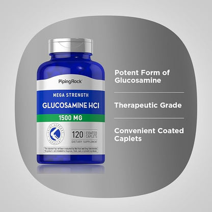 Piping Rock Glucosamine HCL | 1500mg | 120 Caplets | Mega Strength | Non-GMO, Gluten Free Supplement