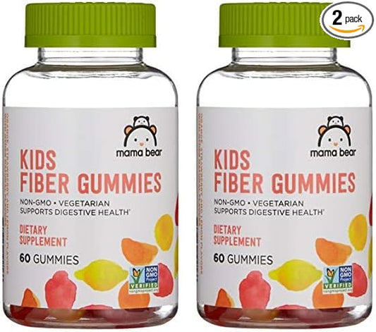 Amazon Brand - Mama Bear - Kids Fiber Gummies - Supports Digestive Health, Orange, 60 Count (Pack of 2)