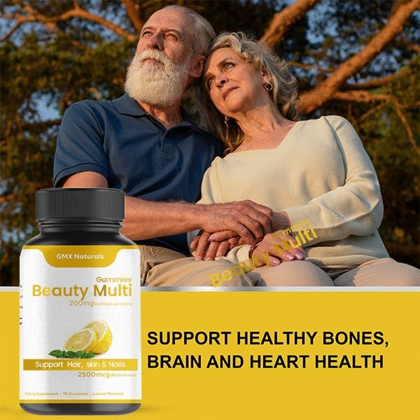 Multi Beauty Gummies for Hair & Nails 2500mcg – Lemon Flavor, 90 Count – Daily Multivitamins Gummies for Men, Women, and Kids