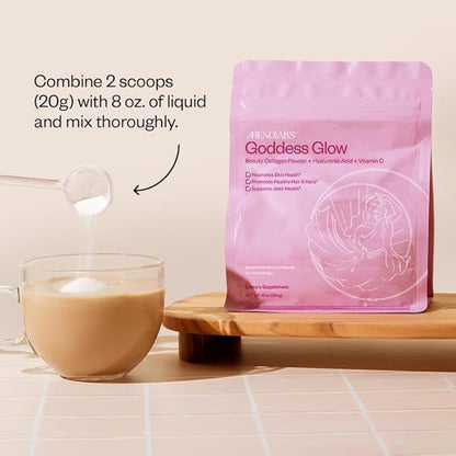 MENOLABS Goddess Glow Collagen Peptides Powder (Type I, III) - 14 Servings (280 g) - Menopause Supplements for Women with Hyaluronic Acid & Vitamin C - Unflavored