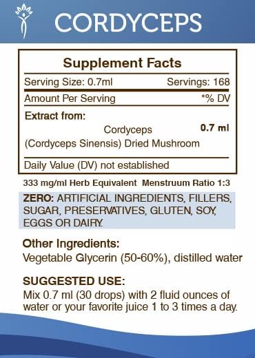 Secrets of the Tribe Cordyceps Alcohol-Free Liquid Extract, Cordyceps (Cordyceps Sinensis) Dried Mushroom Tincture Supplement (4 FL OZ)