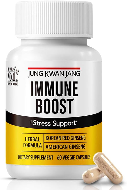 JungKwanJang Immune Boost, Adaptogen Supplement with American and Korean Ginseng Duo for Immunity, Energy, Fights Fatigue, All-Natural, Stress Support for Men and Women Parent (Immune)