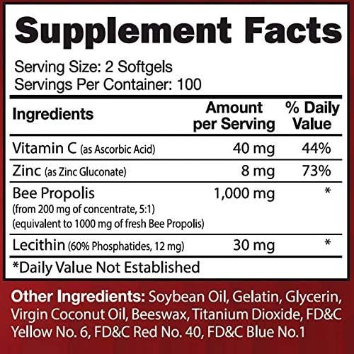 Super Bee Propolis Complex with Vitamin C, Zinc & Lecithin (200 Capsules)