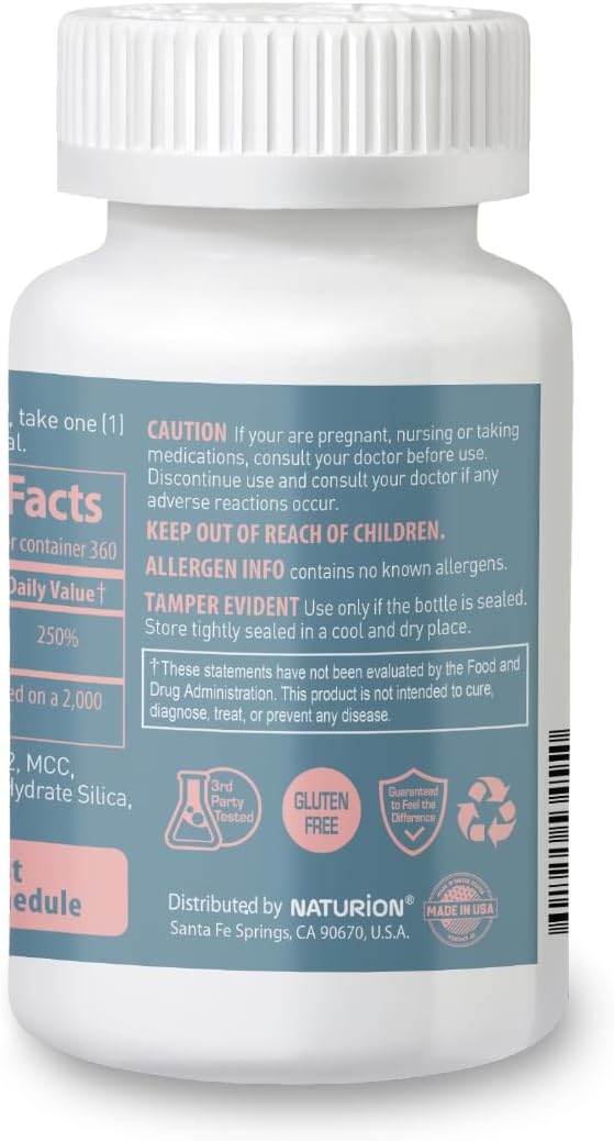 Vitamin D3 2000iu (50 mcg) 1-Year Supply for Immune Support, Healthy Muscle Function, and Bone Health - Non-GMO, Gluten Free, with Vitamin B2 - (Mini Tablets), 360 Count