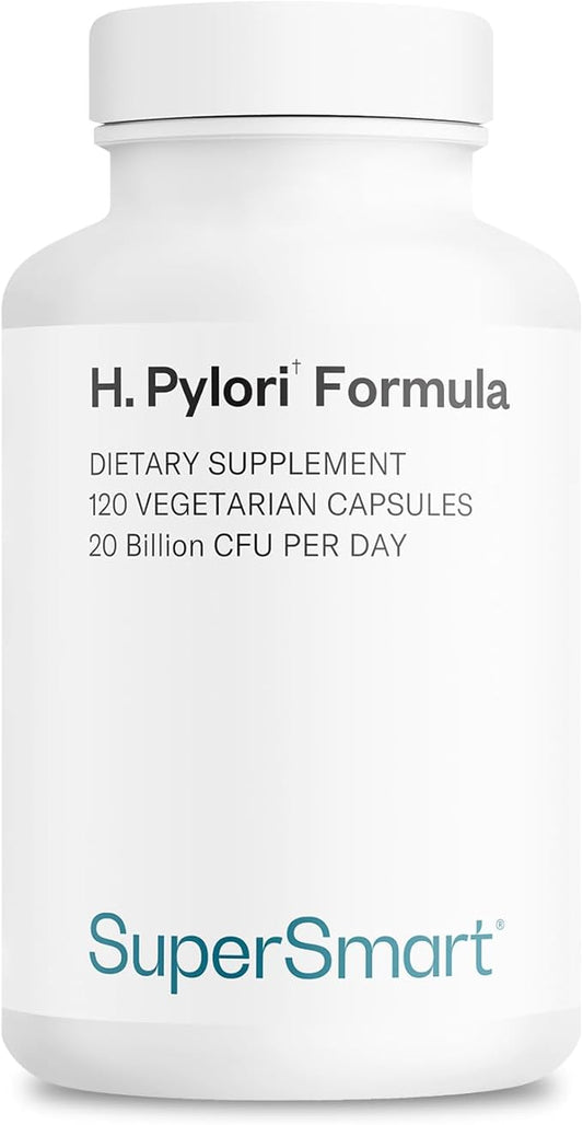 Supersmart H. Pylori Formula 20 Billion CFU per Day - Probiotic Lactobacillus Reuteri DSM 17648 Supplement | Non-GMO & Gluten Free - 120 Vegetarian Capsules
