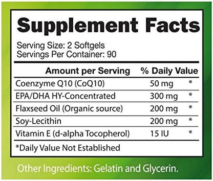 Extra Strength CoQ10 Complex, Enhanced with EPA/DHA, Lecithin, Flaxseed and Vitamin E (180 Softgels)