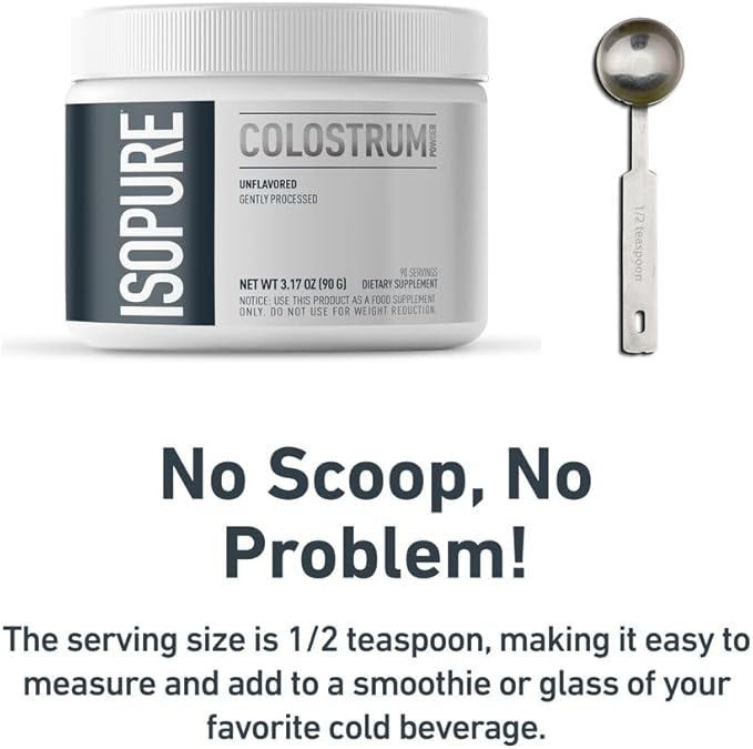 Bundle of Isopure Bovine Colostrum Supplement Powder, Gently Processed, 90 Servings + Isopure Collagen Peptides Powder,14 Servings, Unflavored, with Vitamin C, with Biotin