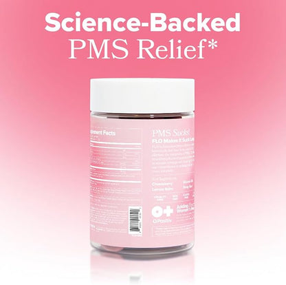 O Positiv FLO PMS Gummies for Women - Proactive PMS Relief - Targets Hormonal Breakouts, Bloating, Cramps, & Mood Swings with Chasteberry, Vitamin B6, & Lemon Balm - PMS Gummies (Pack of 1)