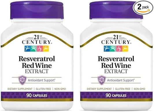 21st Century Resveratrol Red Wine Extract Capsules, 90Count (Pack of 2)
