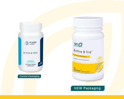 Klaire Labs SFI Health Active B Trio - Methylated Vitamin B Complex with B6, B12 & Folate - Bioactive Vitamins for Enhanced Absorption - Promote Healthy Energy & Cognition (60 Capsules)