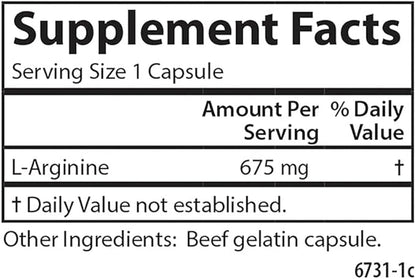 Carlson - L-Arginine, 675 mg, Promotes Healthy Circulatory & Cardiovascular System, 90 capsules
