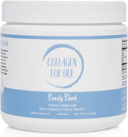 Marine Collagen Beauty Blend - Hydrolyzed Collagen Protein Powder, Hyaluronic Acid, Biotin, Vitamin C | Hair, Skin, Nail Supplement for Women (30 Servings)