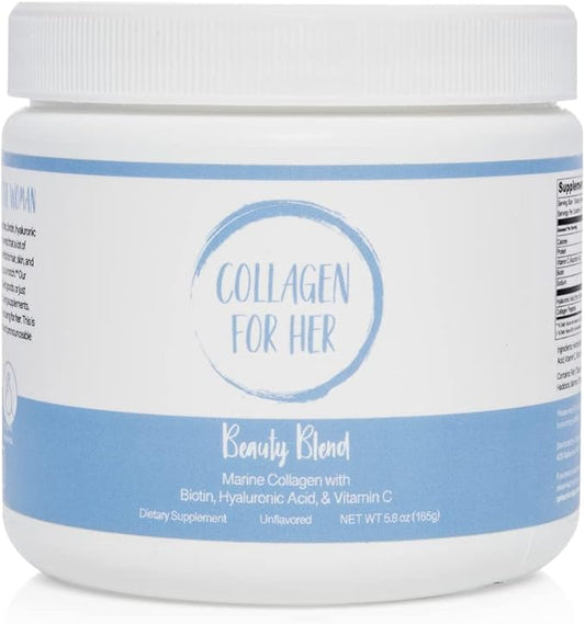 Marine Collagen Beauty Blend - Hydrolyzed Collagen Protein Powder, Hyaluronic Acid, Biotin, Vitamin C | Hair, Skin, Nail Supplement for Women (30 Servings)