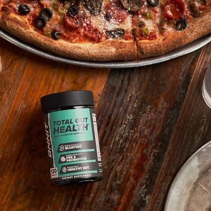 ONNIT Total Gut Health Daily Digestive Support, Complete Digestion Supplement for Women and Men with 7 Strains of Probiotics, Prebiotics, Enzymes and Betaine HCL, 120 Count