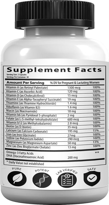 Research Labs Prenatal Vitamins for Women 2 Fer 1 Ad: 6X More Bioavailable Methylated Folate Folic Acid MTHF 5 | Supports Brain Development, Healthy Growth