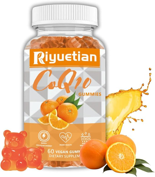 Extra Strength CoQ10 Supplements for Women & Men - CoQ10 Gummies Antioxidant for Heart Health Support - Orange Flavored - ubiquinol CoQ10 Gummies - Vegan - 1 Pack