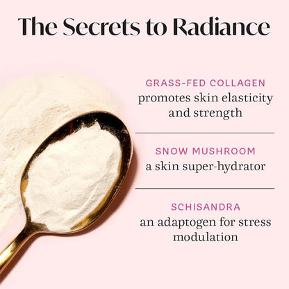 Winged Glow Up Collagen Powder 3 Pack | Hair, Skin, Nails & Stress Relief for Women | Grass Fed Collagen Peptides w/Adaptogen Schisandra, Snow Mushroom, Vitamin C & Biotin | Unflavored (75 Servings)