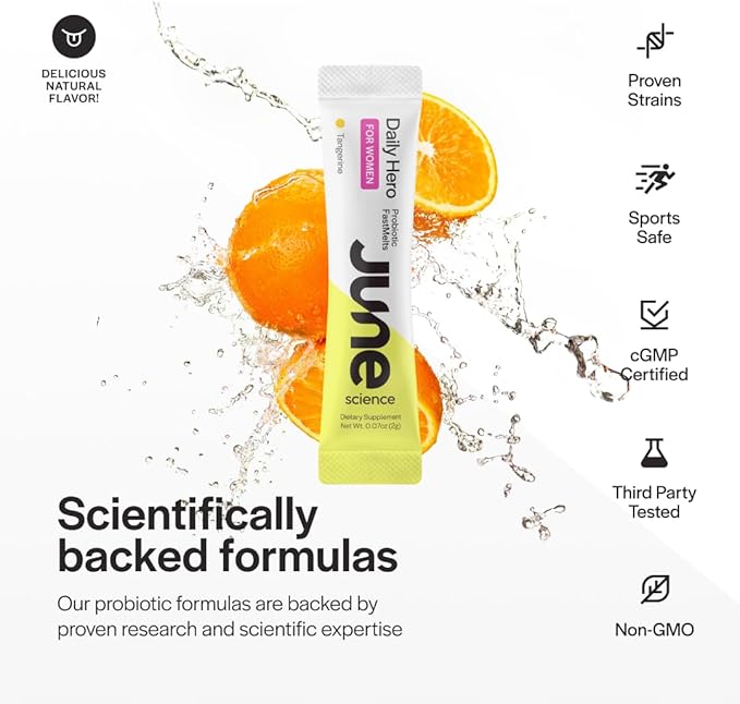 Daily Hero for Women | Fast Melt Pre + Probiotic for Women - Tangerine Flavor, 30 Powder Sachets