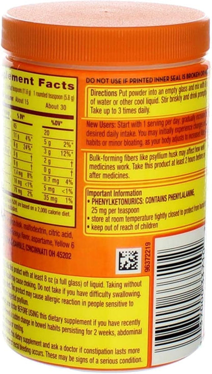 Meta-mucil Multihealth Fiber #1 Doctor Recommended Brand and 100% Natural Psyllium Husk Sugar Free Daily Fiber Supplement of Orange Smooth Fiber Powder and Naturally and Artificially Flavored- 3 Pack