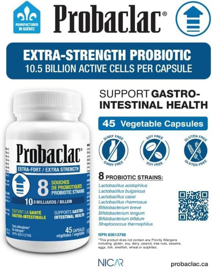 Extra Strength Formula,Multistrain probiotic and lactic Ferment Complex,Formula Based on Natural strains thereby ensuring Complete intestinal Tract Coverage (45)