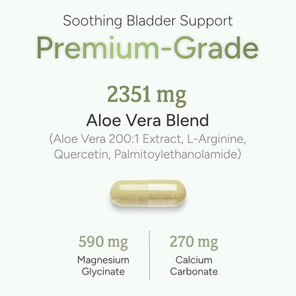 200x Aloe Vera Extract for Bladder Health with Quercetin, PEA & L-Arginine - Organic Aloe Vera Capsules - USA Manufactured Premium Aloe Vera Supplement - Easy To Swallow Pills - 90 Capsules