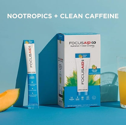 FOCUSAID GO Nootropics Energy Blend, Zero Sugar, Alpha-GPC, GABA, B-Complex, Yerba Mate, Green Tea, Keto Friendly, 100mg Caffeine, 30 Count (Pack of 1)