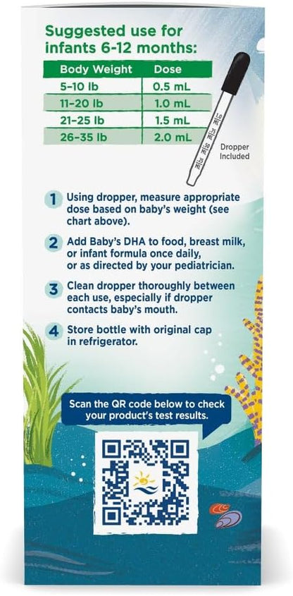 Nordic Naturals Baby’s DHA Vegetarian, Unflavored - 1050 mg Plant-Based Omega-3-1 oz - Supports Brain & Vision Development in Babies - Non-GMO, Vegan - 15 Servings