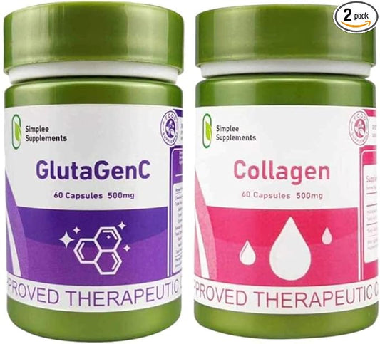 GlutaGenC Glutathione & Collagen Duo by Simplee Supplements, 30 Count (Pack of 2)