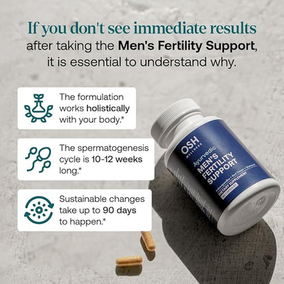 Men’s Fertility Support & Prenatal Vitamins – Ayurvedic Male Fertility Supplement for Conception, Sperm Count, Motility & Volume – with Ashwagandha, Maca, CoQ10, Zinc – 60 Vegan Capsules