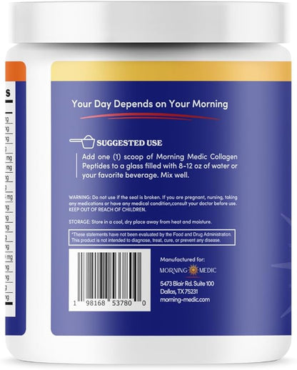 Quick Dissolving Collagen Peptides Powder - Supports Healthy Hair, Skin, Nails, & Joints, Type I &III, Unflavored, 41 Servings, 16 OZ