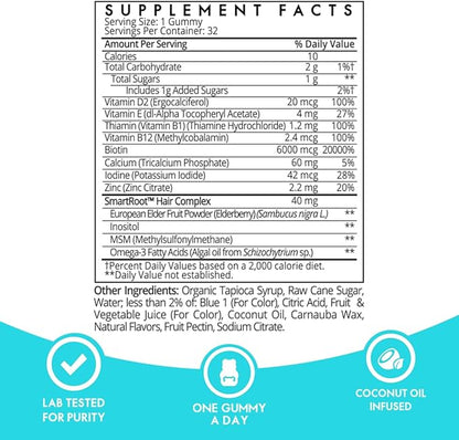 Sugarbear Batana Hair Oil & Glass-Dropper Applicator, 1oz + Vegan Hair Vitamin Gummies 1 Month Supply, Extra Strength Biotin 6000mcg