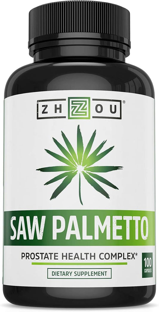 Zhou Saw Palmetto Supplement for Men - Premium Complex, Advanced Formula, Extra Strength 450mg Saw Palmetto Berry Per Capsule - 100 Vegetarian Capsules