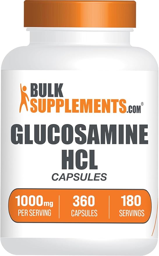 BulkSupplements.com Glucosamine HCl Capsules - Glucosamine Supplement, Nutritional Supplement - Gluten Free, 2 Capsules per Serving, 360 Count (Pack of 1)