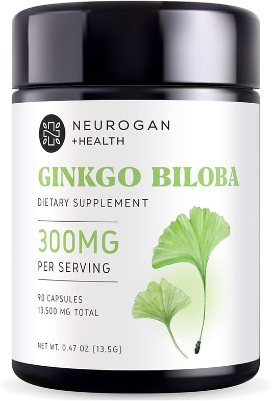 Neurogan Ginkgo Biloba Capsules 13,500,mg | Cognitive Health Supplements for Memory & Focus | Ginkgo Biloba Herbal Supplement, 300mg Per Serving, 90 Ct | Made in USA