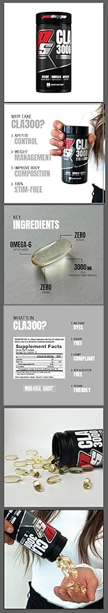 PROSUPPS CLA 3000 Lean Body Composition Support - Stim-Free Conjugated Linoleic Acid Workout Supplement for Weight Management & Appetite Support with Omega 6 Fatty Acid - Gym & Fitness - 90 Softgels