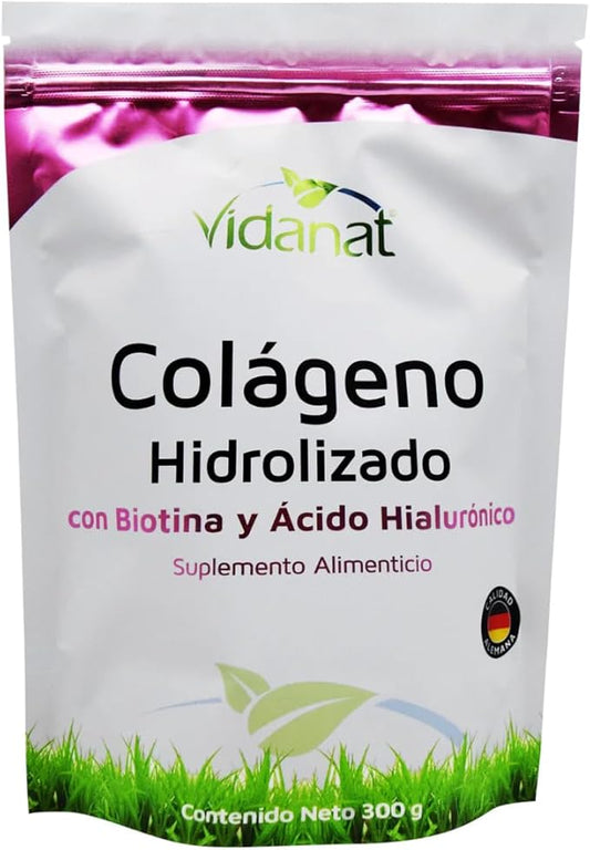 Vidanat Pure Hydrolyzed Collagen with Biotin & Hyaluronic Acid – Supports Skin, Hair, Nails & Joint Health – High-Absorption Protein Powder – 300g (Pack of 1) – 15 Servings per Bag