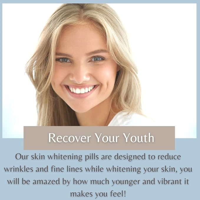 Glutathione Whitening Pills - Recover Your Youth, Get Rid of Dark Spots, Acne Scars & Hyperpigmentation - Natural Skin Whitening Pills – Non-GMO –90 Skin Lightening Capsules