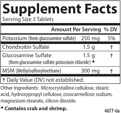 Carlson - Nutra-Support, Glucosamine Chondroitin & MSM, Joint Function, Cartilage Support & Optimal Wellness, 120 tablets