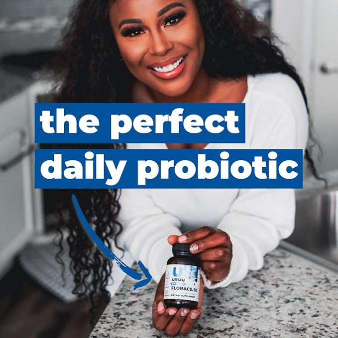 UMZU Floracil50 Probiotic for Women + Men - 50 Billion CFU for Gut Health, Acidophilus, Rhamnousus, Digestion, Gut Health, Immunity, Energy - 30-Day Supply (30 Capsules)