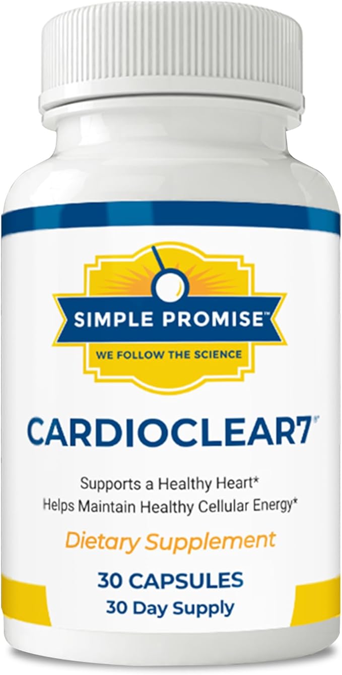 Simple Promise Cardio Clear 7 - Heart Health Supplements with PQQ and Coenzyme Q10 - CoQ10 Supplement to Maintain Cellular Energy and Circulation, with Shilajit for Better Absorption - 30 Capsules