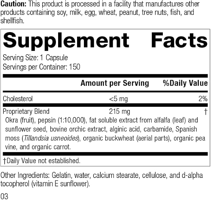 Standard Process Inc. Okra Pepsin E3 - Whole Food Digestion and Digestive Health, Cholesterol, Bowel Cleanse with Pepsin, Alfalfa, Spanish Moss, Buckwheat and Okra - Gluten Free - 150 Capsules